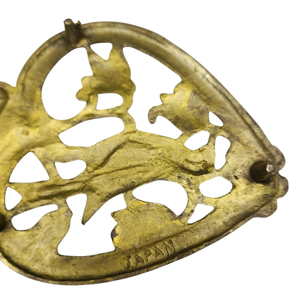 Vintage Brass Trivets Set of 2 Gold Tone Bird Eagle Japan MCM
